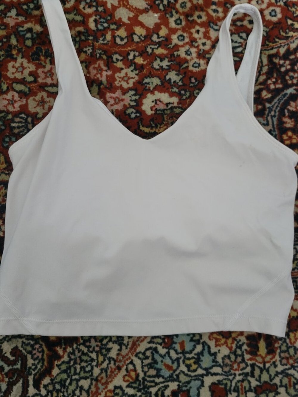 Lululemon White V-neck Bra Cropped Top